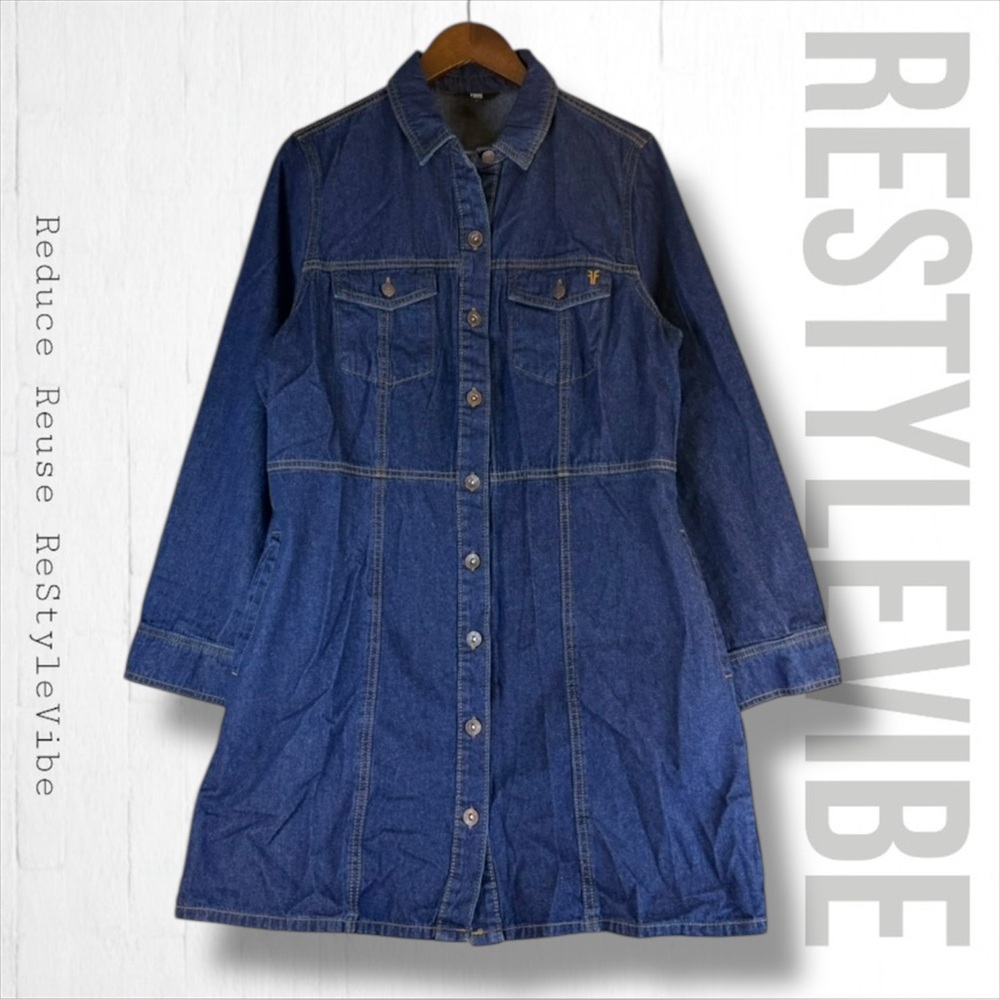 FRYE Women’s Size L Dress Mini Length Denim Jean Button Front Pockets Western